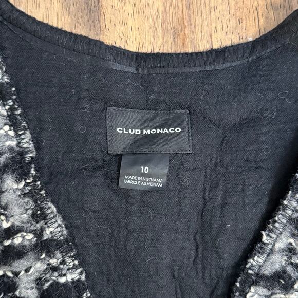 Club Monaco Lilias Boucle Wool Blend Blazer Sweater Gray Black Women’s Size 10 - Picture 4 of 9
